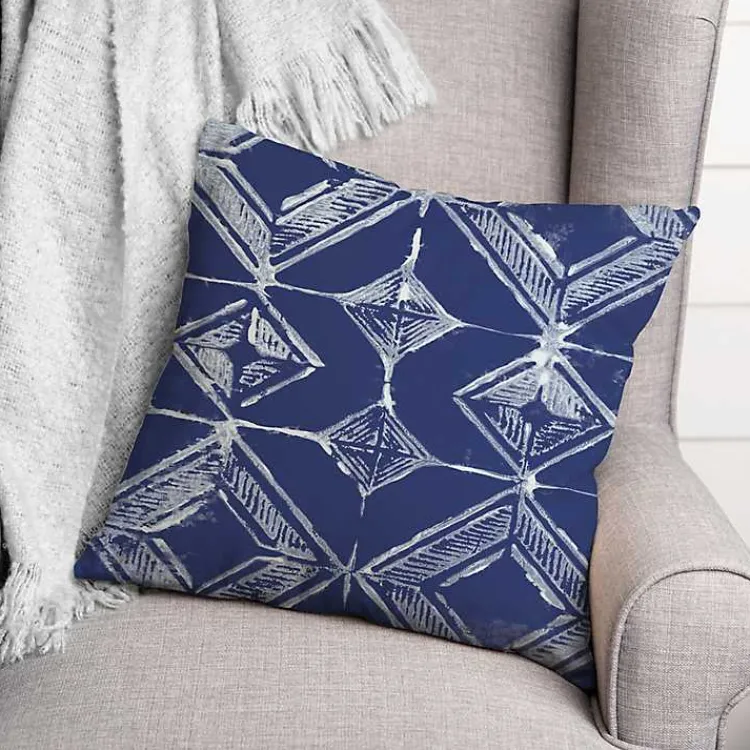 Kirklands Home Indigo Diamonds Outdoor Throw Pillow Blue Discount