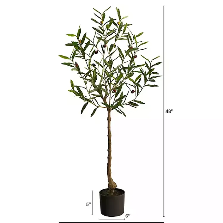 Trees & Topiaries>Kirklands Home Italian Olive Tree in Black Nursery Planter, 4 ft.