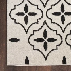 Kirklands Home Ivory & Black Quatrefoil Indoor/Outdoor Runner Sale