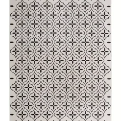Kirklands Home Ivory & Black Quatrefoil Indoor/Outdoor Rug, 5x7 Sale