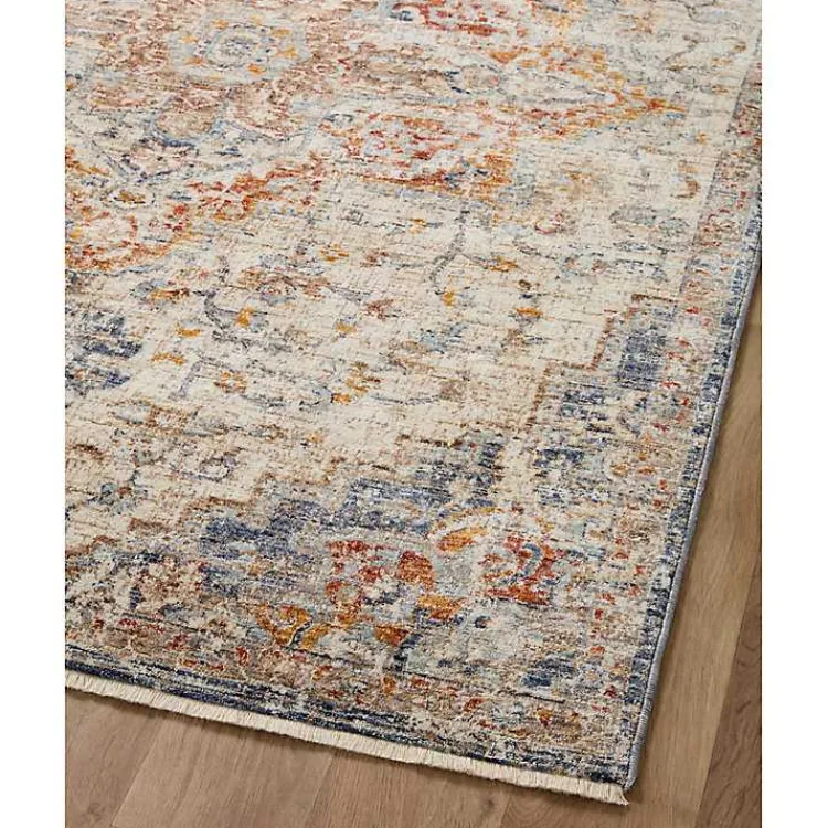 Kirklands Home Ivory and Blue Bergamo Area Rug, 5x7