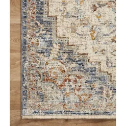 Kirklands Home Ivory and Blue Bergamo Area Rug, 5x7