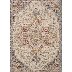 Kirklands Home Ivory and Blue Bergamo Area Rug, 6x9