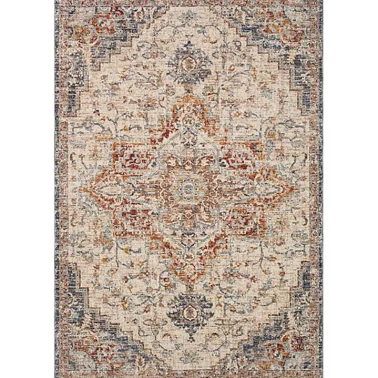 Kirklands Home Ivory and Blue Bergamo Area Rug, 6x9