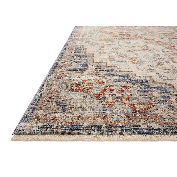 Kirklands Home Ivory and Blue Bergamo Area Rug, 6x9