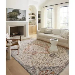Kirklands Home Ivory and Blue Bergamo Area Rug, 7x10 Outlet