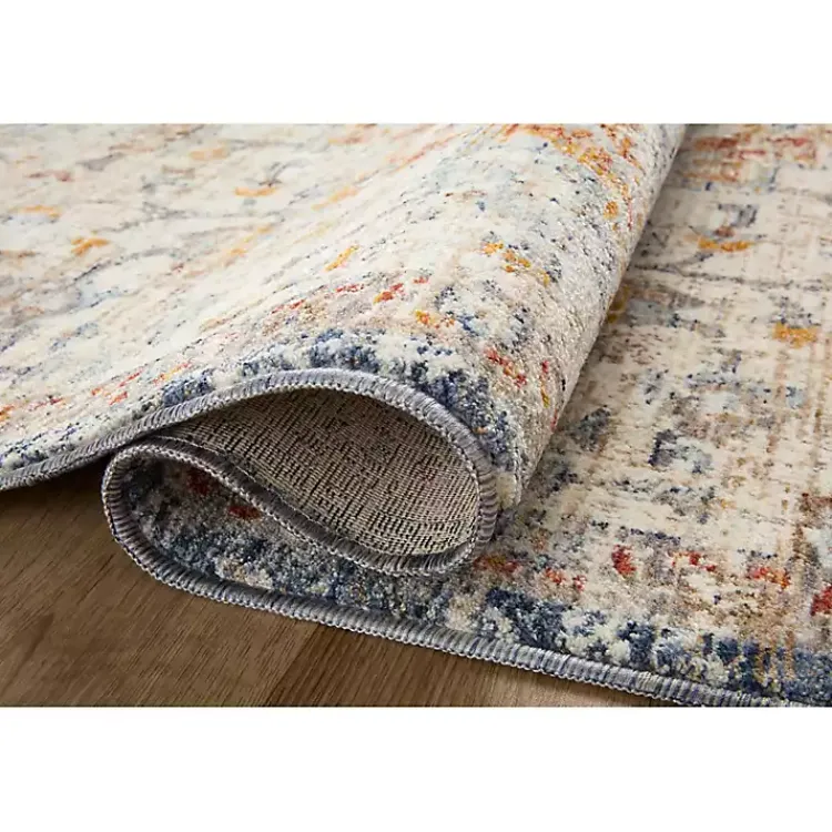 Kirklands Home Ivory and Blue Bergamo Area Rug, 7x10 Outlet