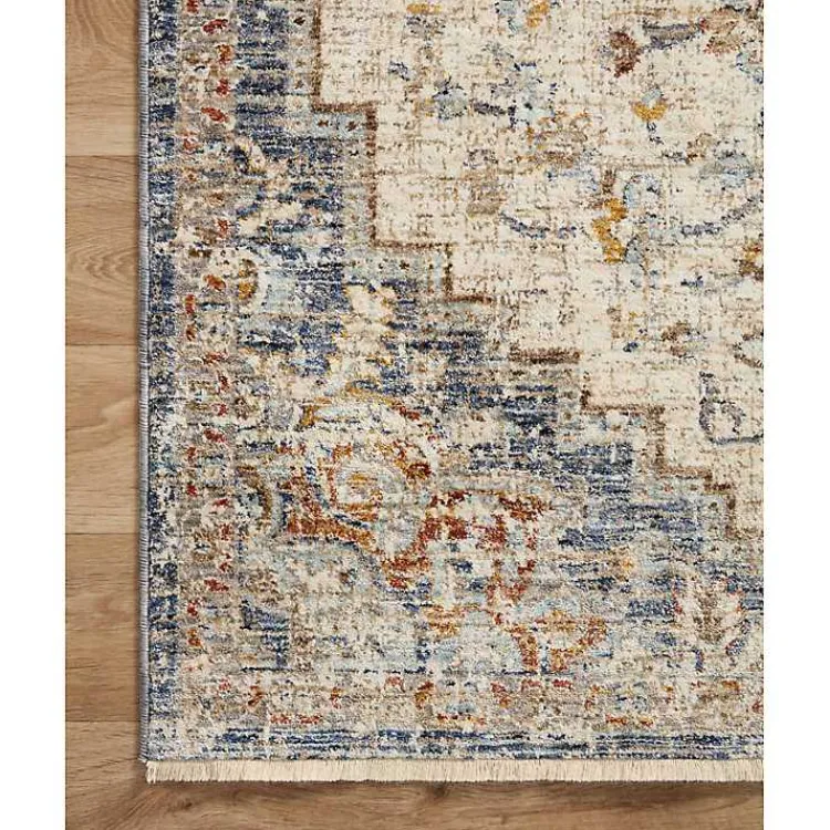 Kirklands Home Ivory and Blue Bergamo Area Rug, 7x10 Outlet
