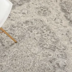 Kirklands Home Ivory and Gray Oushak Medallion Area Rug, 5x7 Clearance