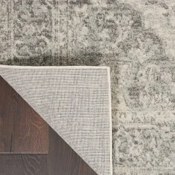 Kirklands Home Ivory and Gray Oushak Medallion Area Rug, 6x9 Clearance