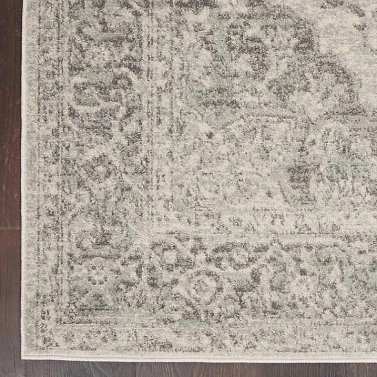 Kirklands Home Ivory and Gray Oushak Medallion Area Rug, 7x10