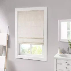 Kirklands Home Basketweave Cordless Roman Shade, 31 in. Ivory Clearance