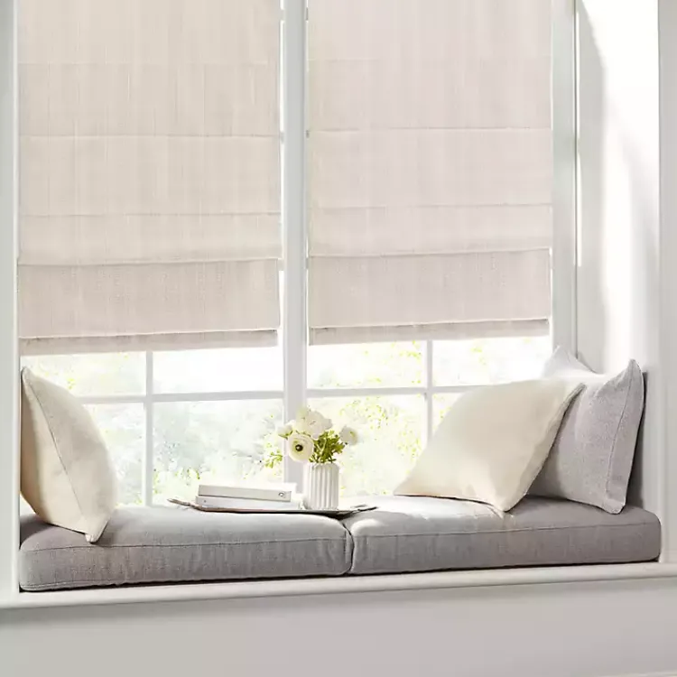 Kirklands Home Basketweave Cordless Roman Shade, 35 in. Ivory Hot