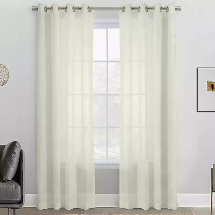 Kirklands Home Boucle Sheer Single Curtain Panel, 84 in. Ivory Sale