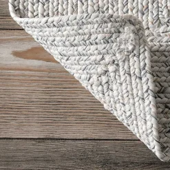 Kirklands Home Ivory Braided Lefebvre Area Rug, 10x14 White New