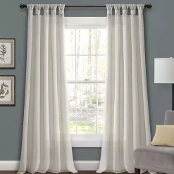 Kirklands Home Burlap Knotted Curtain Panel Set, 108 in. Ivory Outlet