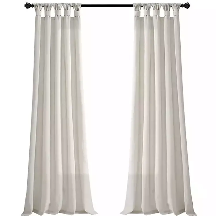Kirklands Home Burlap Knotted Curtain Panel Set, 120 in. Ivory Sale