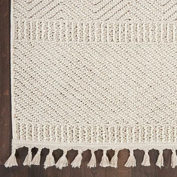 Kirklands Home Chevron Diamond Tasseled Area Rug, 5x7 Ivory Hot