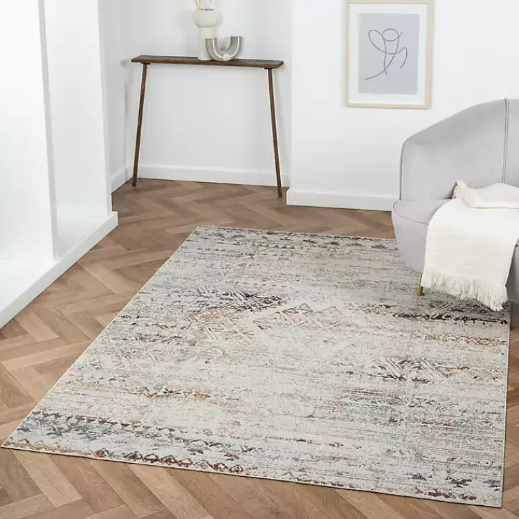 Kirklands Home Distressed Medallion Washable Area Rug, 5x7 Ivory Best