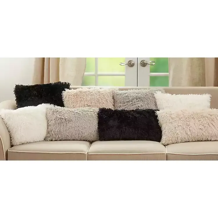 Pillows>Kirklands Home Ivory Faux Fur Fluffy Lumbar Throw Pillow White