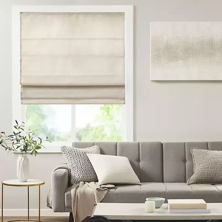 Kirklands Home Faux Silk Room Darkening Roman Shade, 33 in. Ivory New