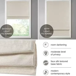 Kirklands Home Faux Silk Room Darkening Roman Shade, 33 in. Ivory New