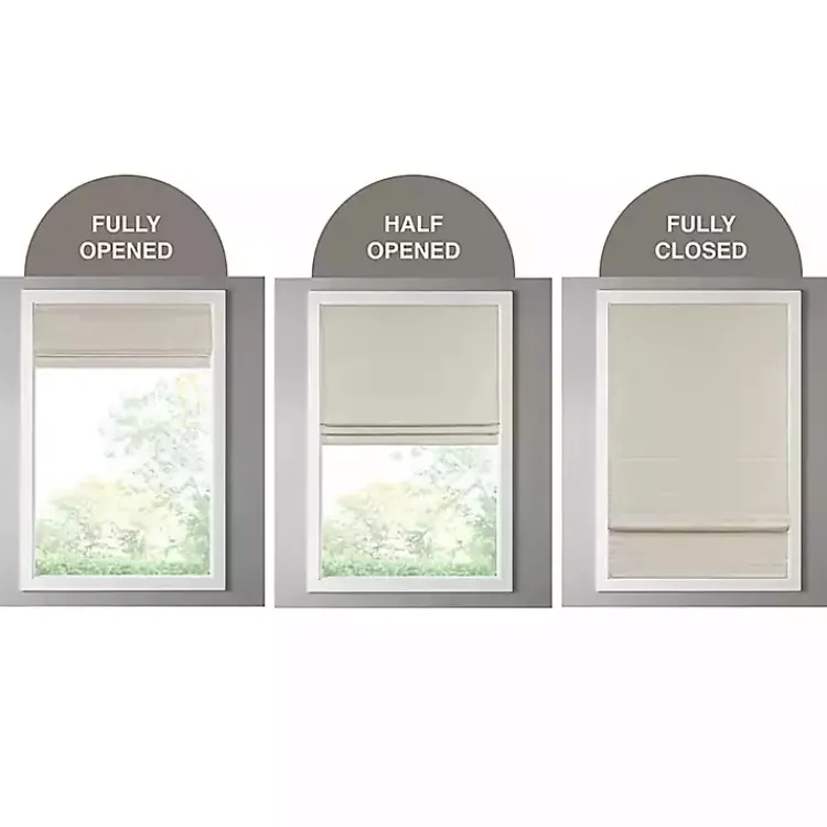 Kirklands Home Faux Silk Room Darkening Roman Shade, 35 in. Ivory Discount