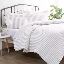 Kirklands Home Rugged Stripes Puffed 3-pc. Queen Duvet Set Ivory Clearance