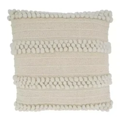 Pillows>Kirklands Home Striped Pom Pom Pillow Ivory