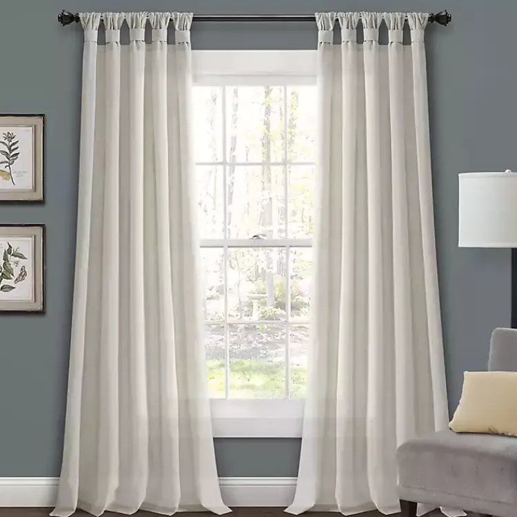 Kirklands Home Top Knotted Burlap Curtain Panel Set, 95 in. Ivory Clearance