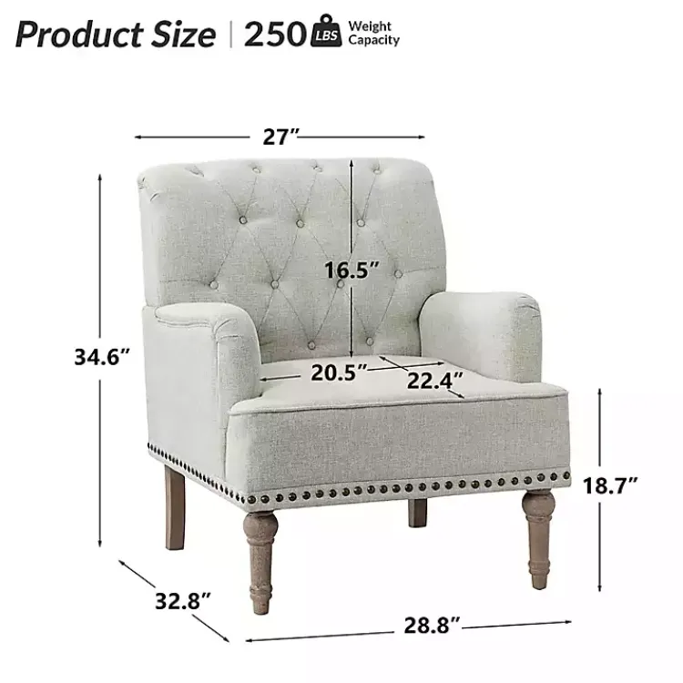 Kirklands Home Tufted Britt Accent Chair Ivory Best