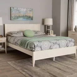 Kirklands Home Wood Fluted Headboard Primrose King Bed Ivory New