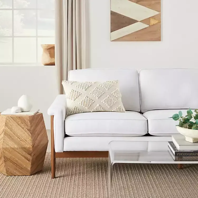 Pillows>Kirklands Home Woven Diamonds Lumbar Pillow Ivory