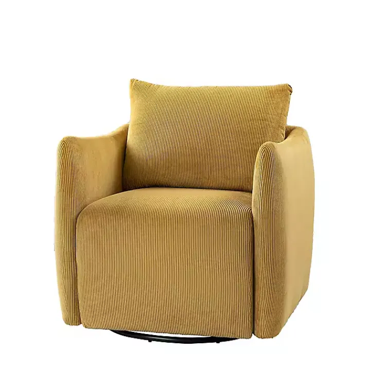 Kirklands Home Jerri Mustard Corduroy Swivel Accent Chair Yellow Discount