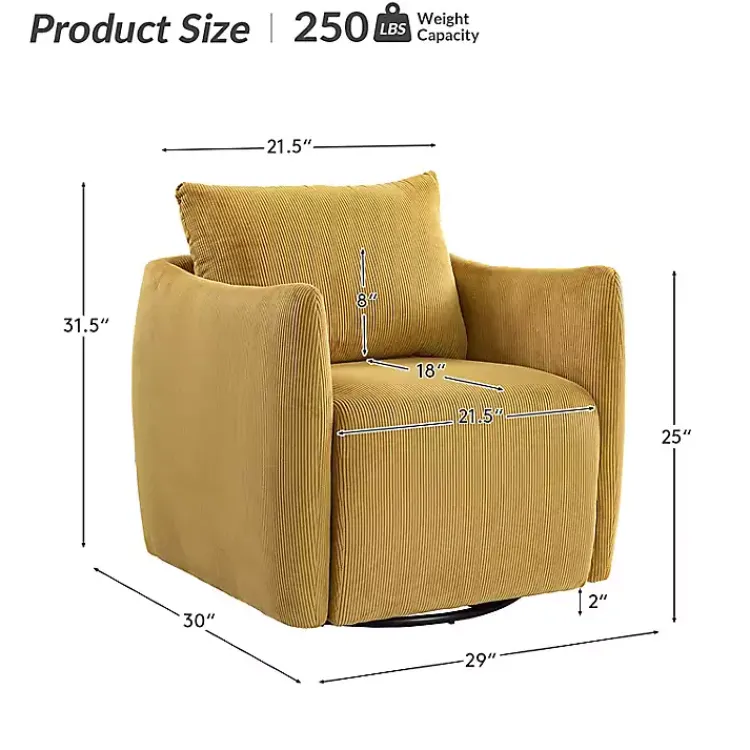 Kirklands Home Jerri Mustard Corduroy Swivel Accent Chair Yellow Discount