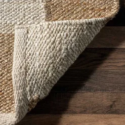 Kirklands Home Jute Tan Checkered Area Rug, 5x8