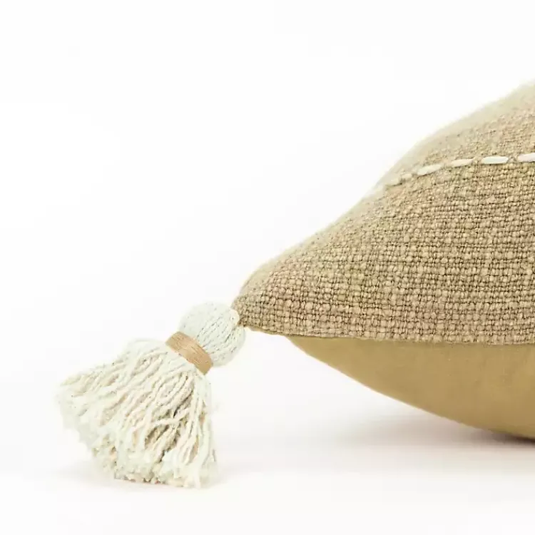 Pillows>Kirklands Home Kantha Khaki Handstitched Throw Pillow Tan