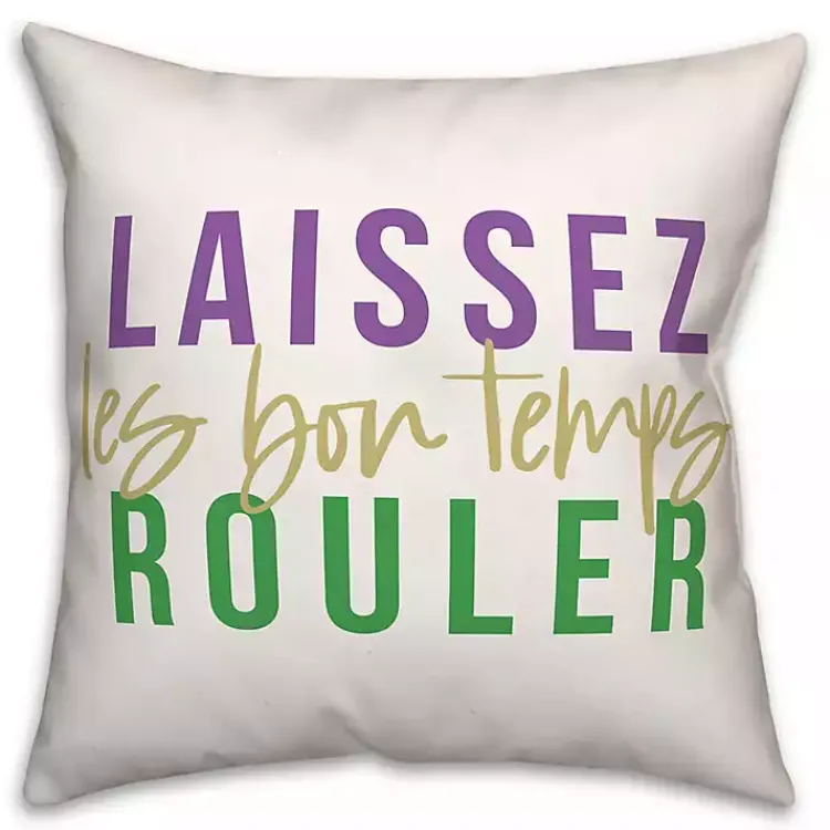 Mardi Gras Decorations>Kirklands Home Laissez Le Bon Temps Rouler Pillow