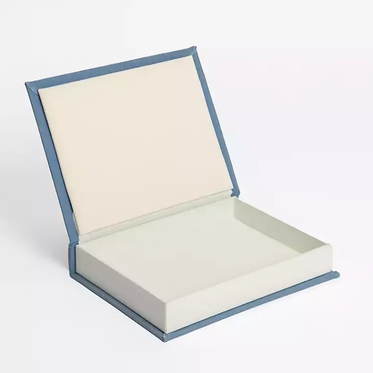 Baskets & Boxes>Kirklands Home Large Light Linen Book Box Blue