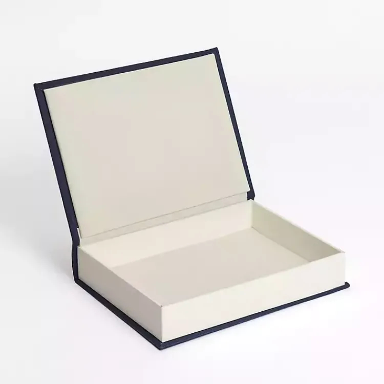 Baskets & Boxes>Kirklands Home Large Navy Linen Book Box Blue