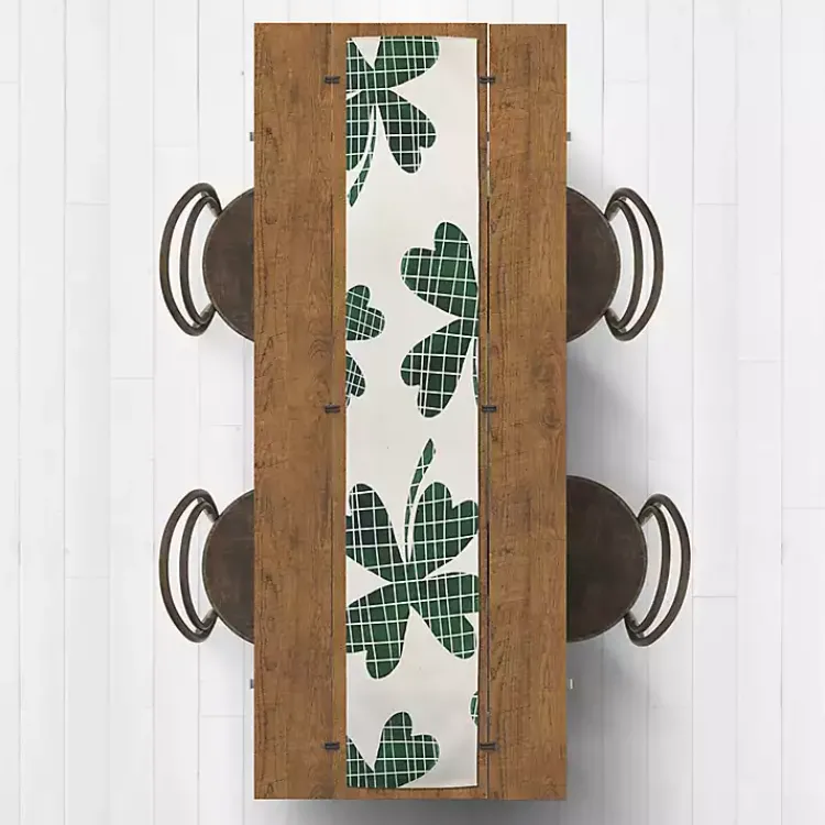 St Patricks Day Decorations>Kirklands Home Large Plaid Clover Table Runner, 72 in.
