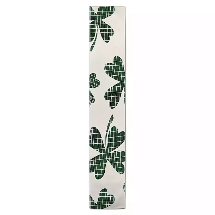 St Patricks Day Decorations>Kirklands Home Large Plaid Clover Table Runner, 72 in.