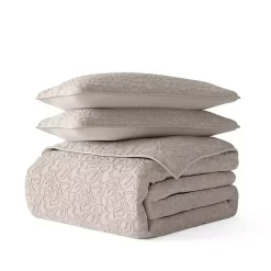 Kirklands Home Latte Floral Stitch 3-pc. King Quilt Set Tan Best