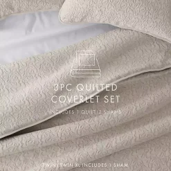 Kirklands Home Latte Floral Stitch 2-pc. Twin Quilt Set Tan Sale