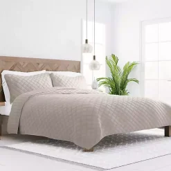 Kirklands Home Latte Stitched Diamond 3-pc. King Quilt Set Tan Outlet