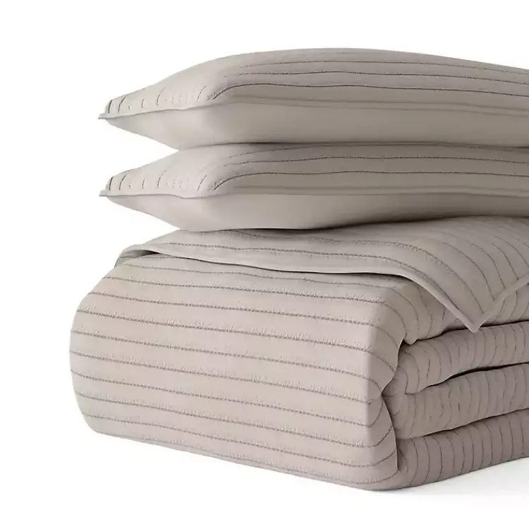 Kirklands Home Latte Stitched Stripes 2-pc. Twin Quilt Set Gray Discount