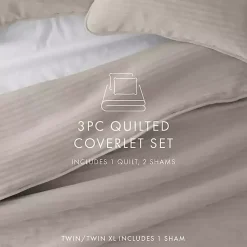 Kirklands Home Latte Stitched Stripes 3-pc. Queen Quilt Set Tan Sale