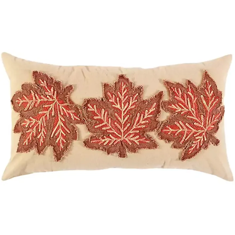 Fall>Kirklands Home Leaf Patterned Harvest Lumbar Pillow