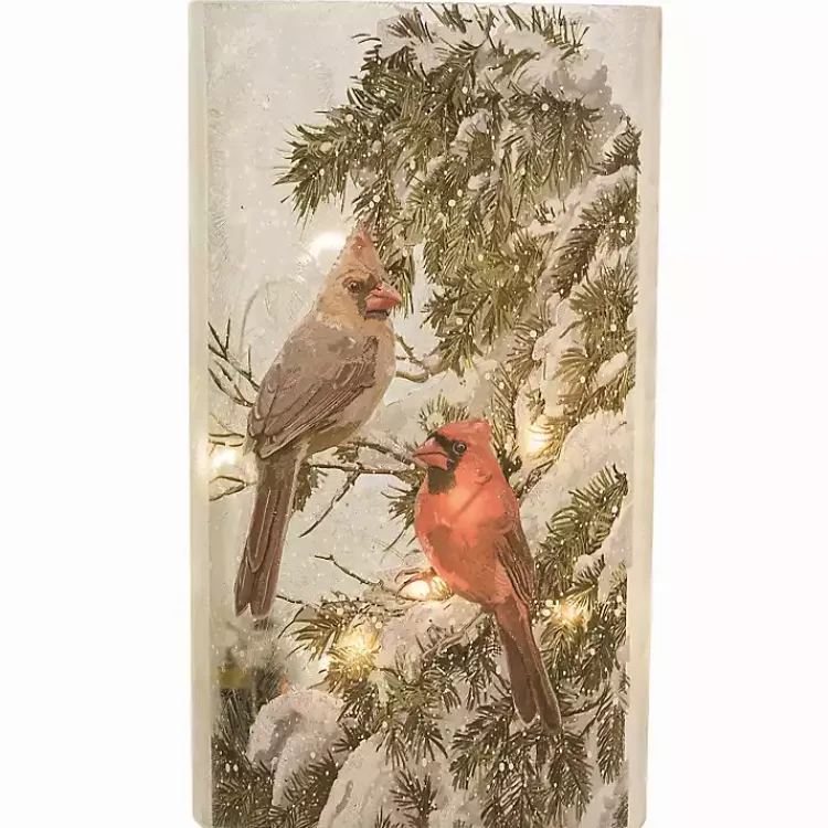 Christmas Art & Wall Decor>Kirklands Home LED Glass Cardinals Christmas Wall Plaque