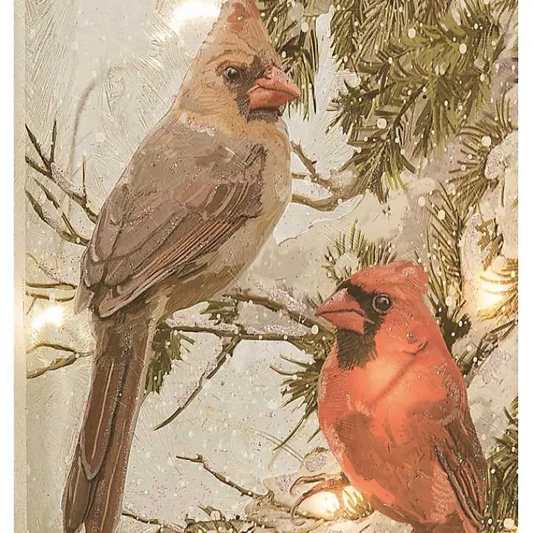 Christmas Art & Wall Decor>Kirklands Home LED Glass Cardinals Christmas Wall Plaque